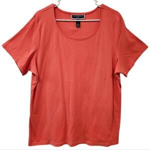 Karen Scott Soft Pink Scoop Neck Short Sleeve Tee Shirt 2X